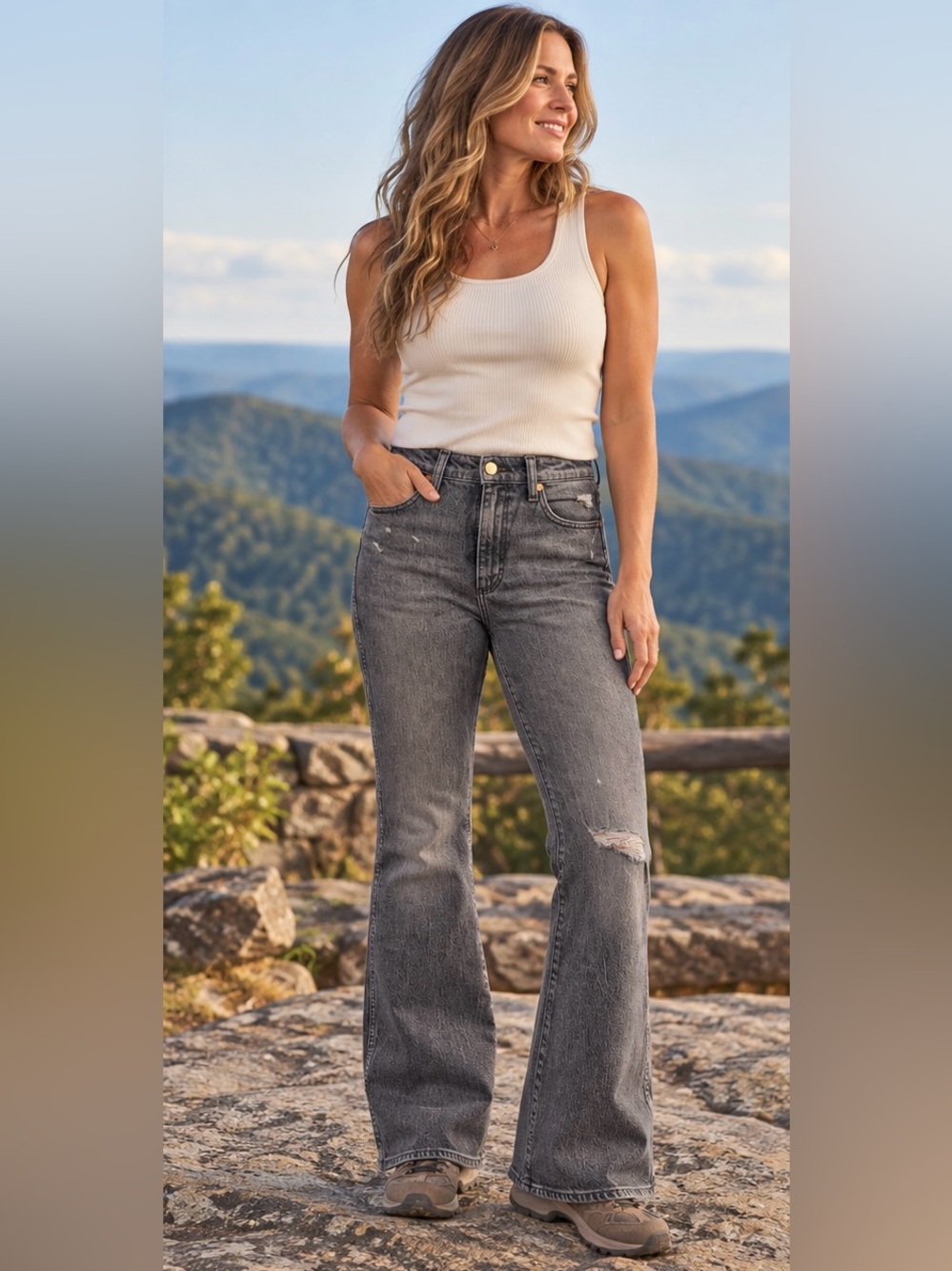 Wrangler Westward 626 Jeans 29x34 Black High Rise Flare Distressed
